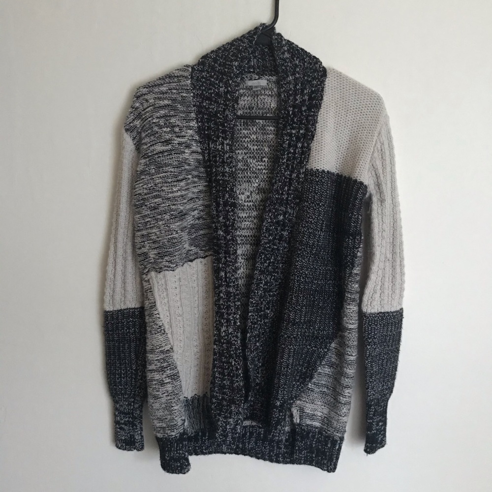 Cozy long color block sweater cardigan